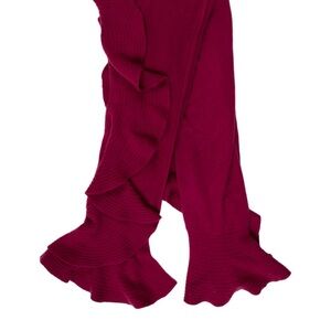 Magaschoni Raspberry Cashmere Scarf with Ruffled Trim